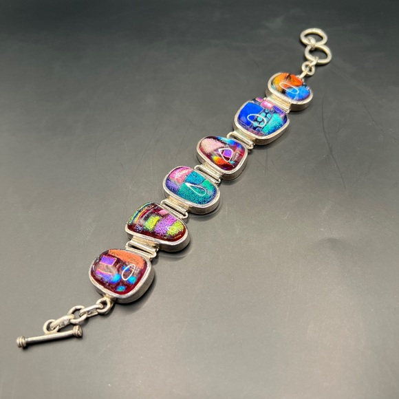 Sterling Silver Bracelet with Multicolored Stones - Picture 5 of 7